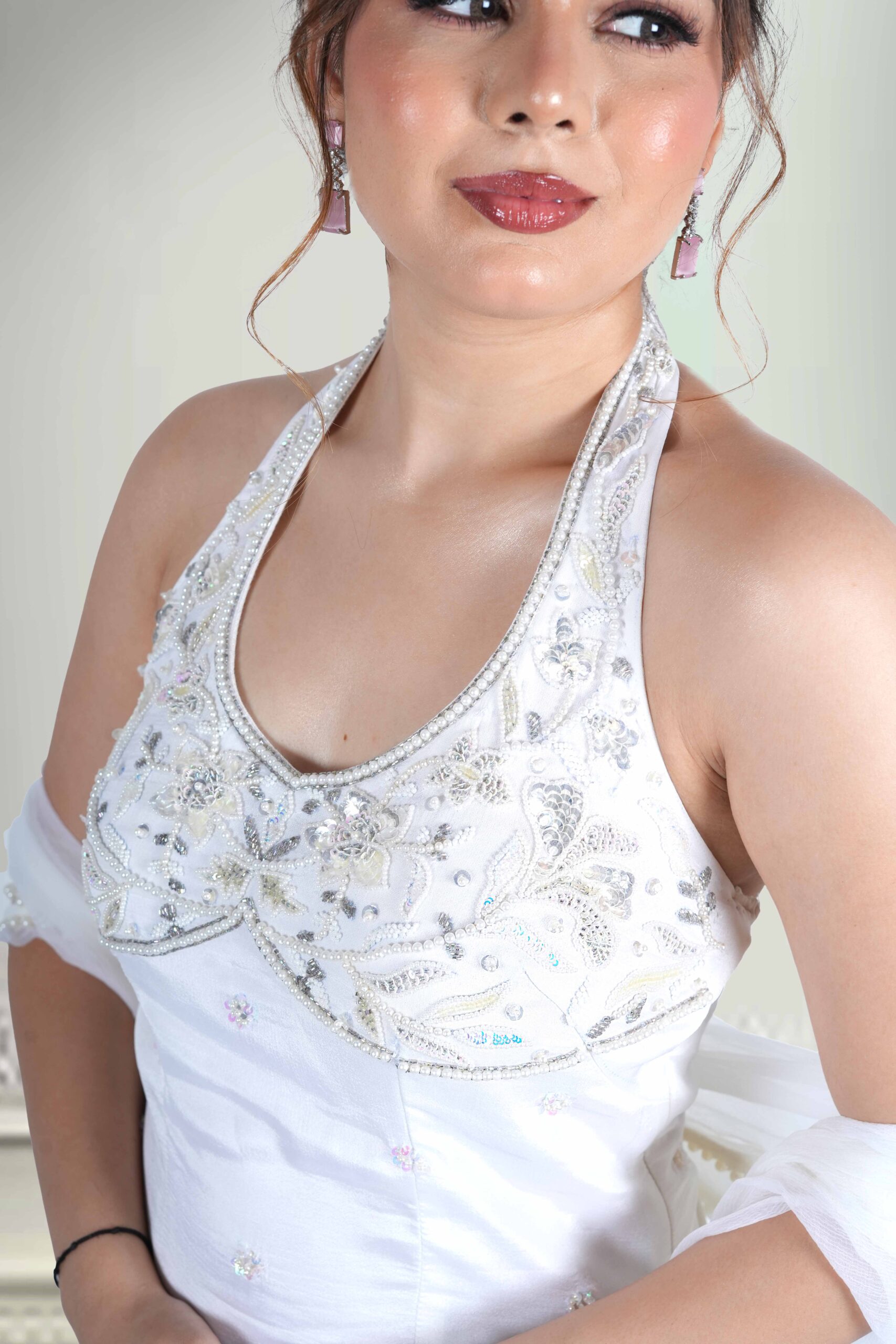 luna white halter neck short kurti set luna white halter neck short kurti set